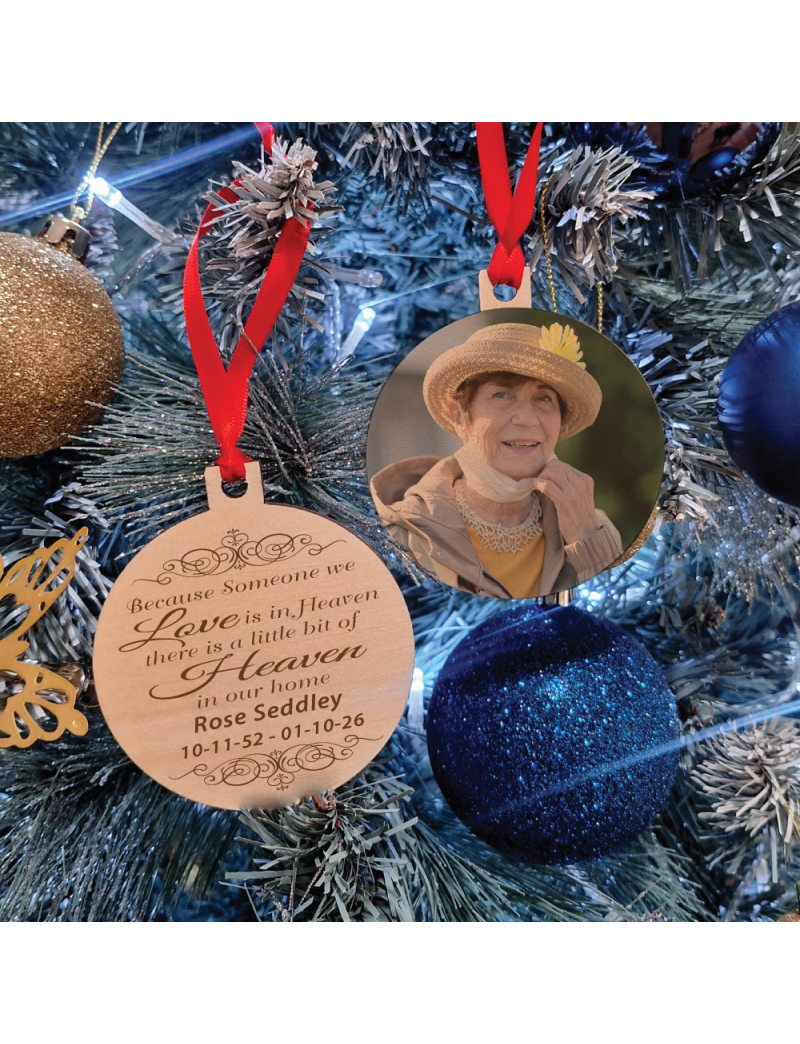 Memorial Christmas Photo Wooden Ornament - Our Home