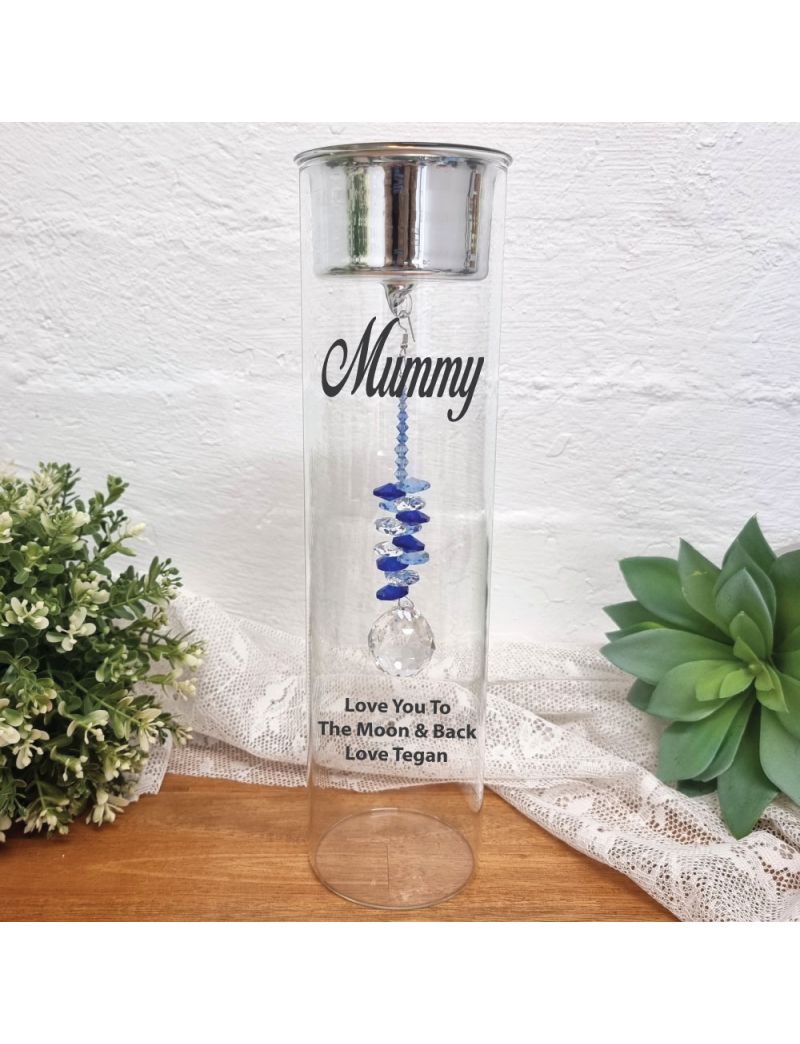 Mum Candle Holder with Sapphire Suncatcher
