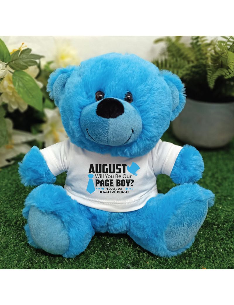Page Boy Personalised Teddy Bear Bright Blue