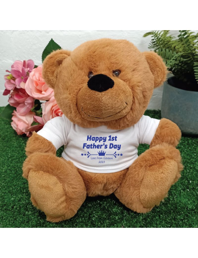 1st Fathers Day Personalised Bear Brown Plush