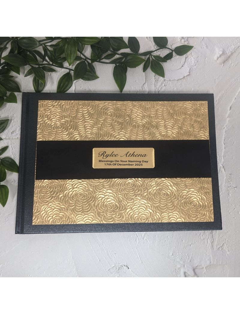 Naming Day Guest Book Album Embossed Rose