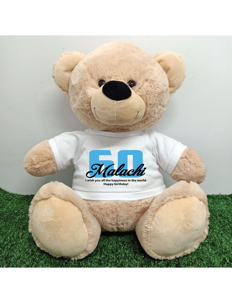 60th Birthday Bear with T-Shirt 40cm Cream