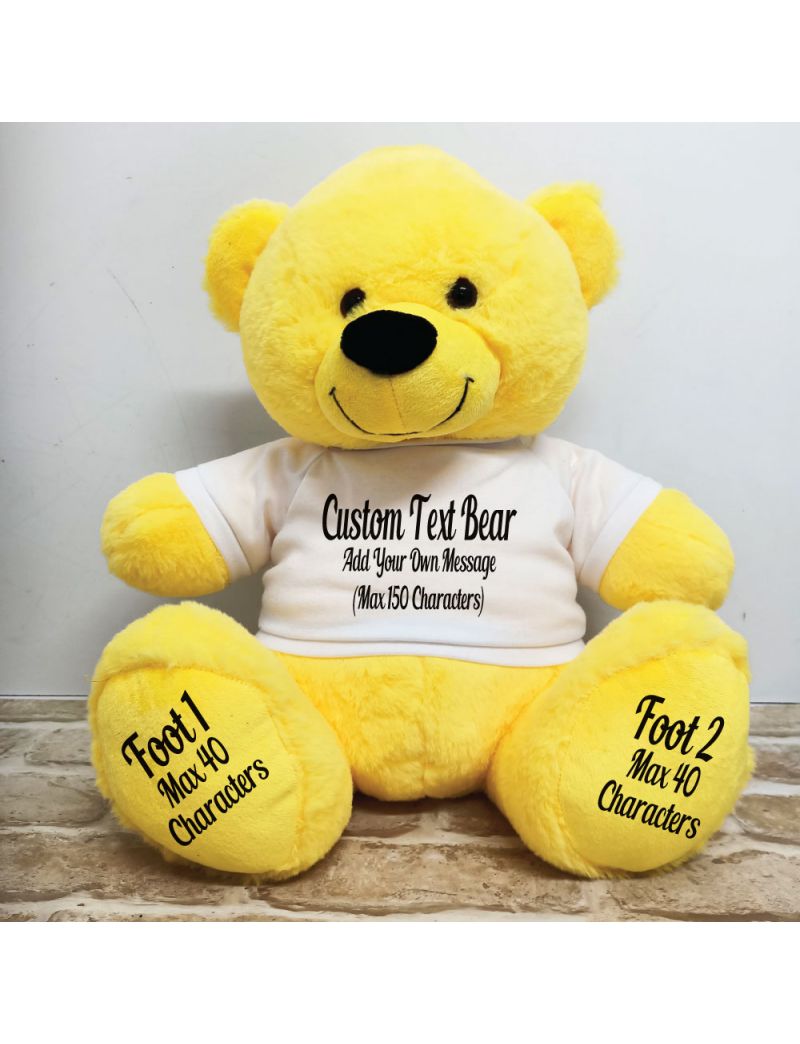 Custom Message Teddy Bear with T-Shirt Yellow 40cm