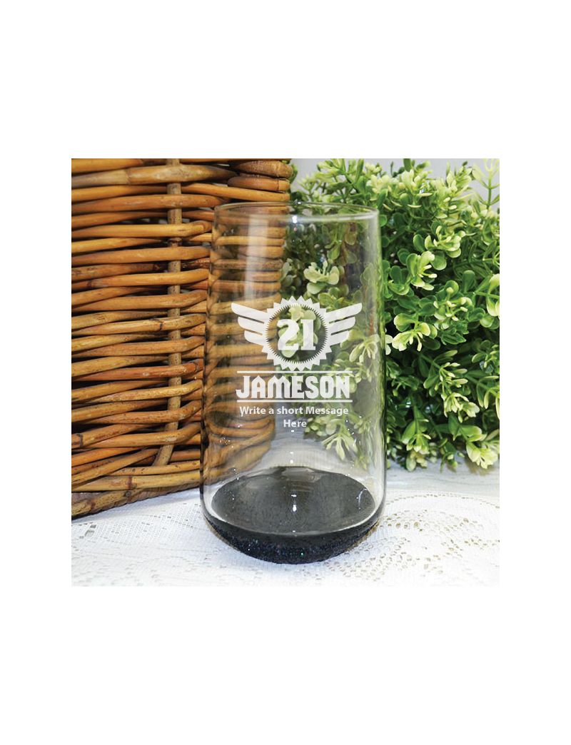 21st Birthday Engraved Personalised Glass Tumbler (M)