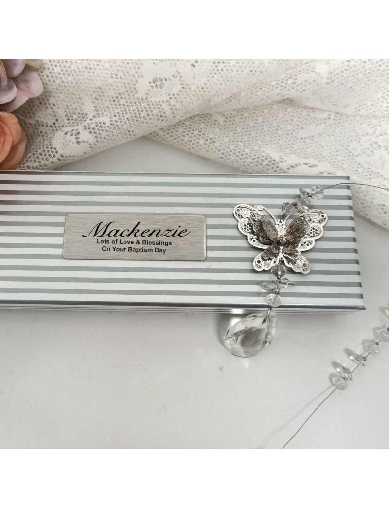 Personalised Baptism Butterfly  Suncatcher