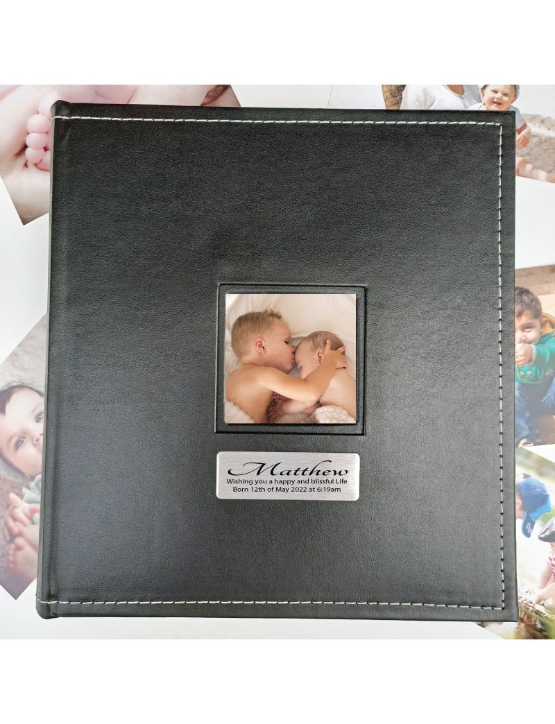Personalised Baby Album Black 5x7 Photo