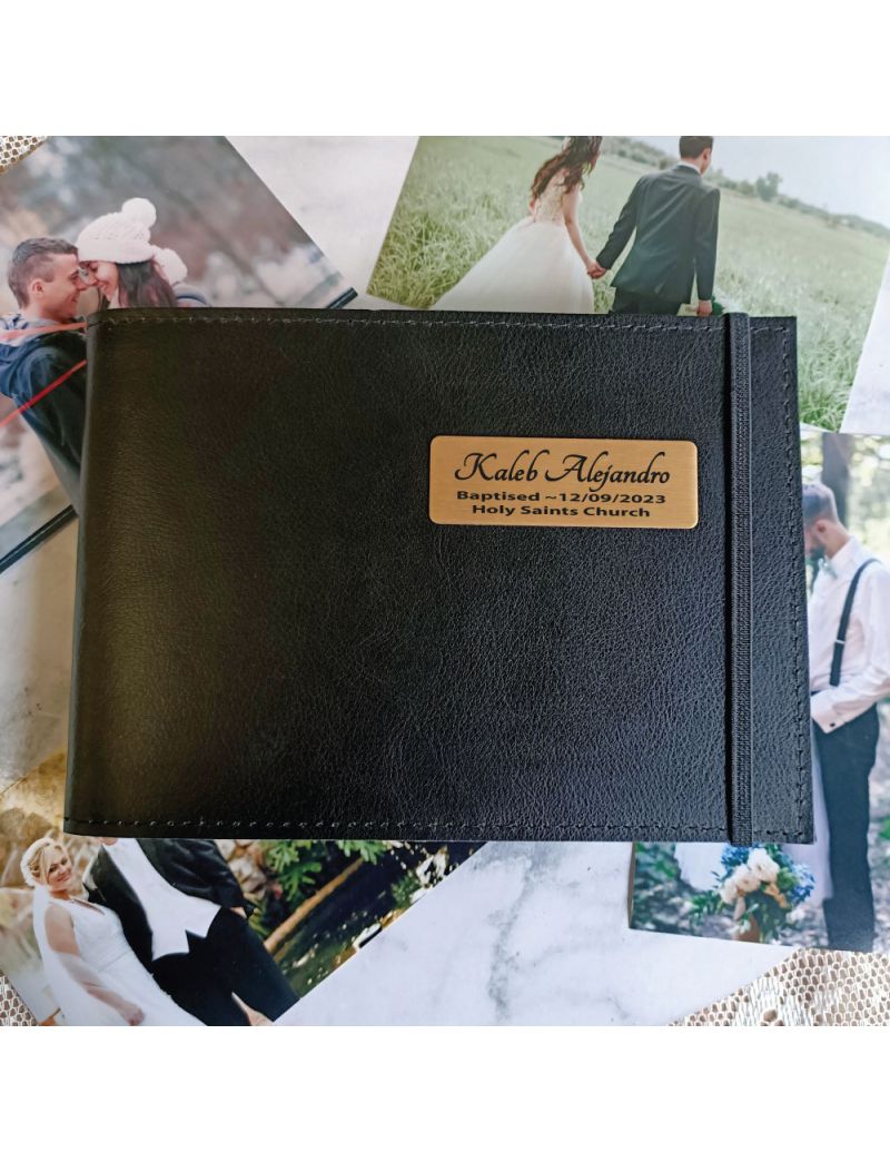 Personalised Baptism Brag Album - Black 5x7