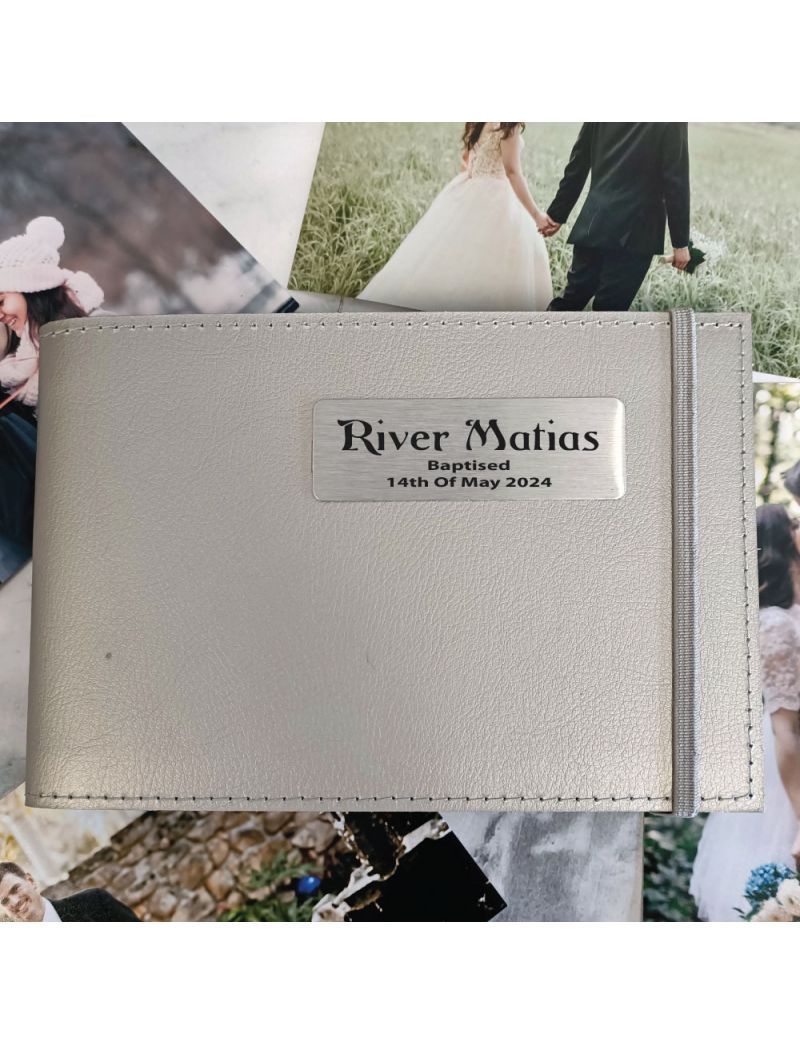 Personalised Baptism Brag Album - Silver 5x7