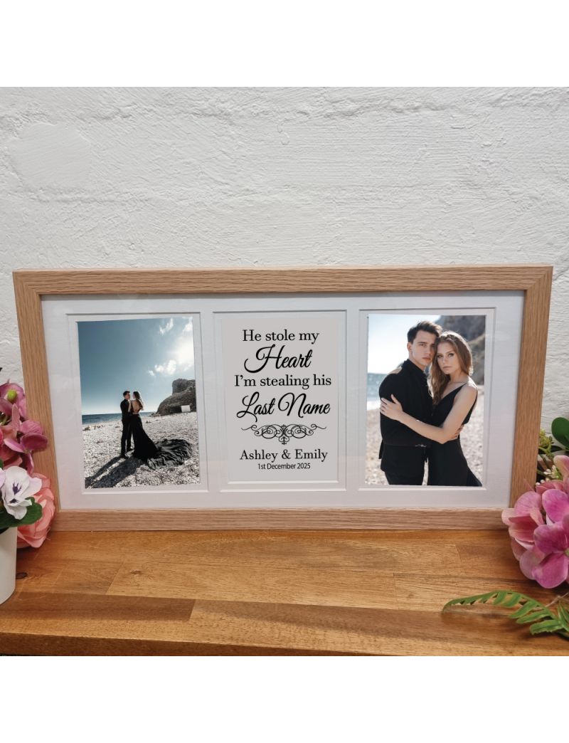 Engagement Gallery Wood Frame 4x6 Typography Print