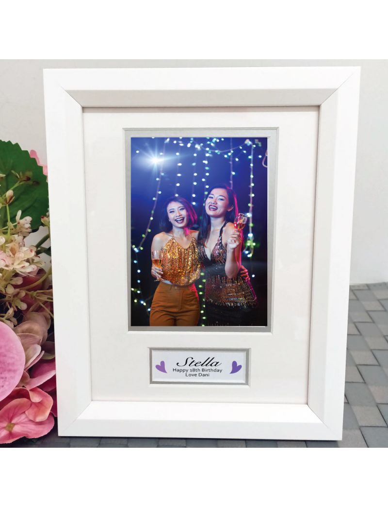 18th Birthday Photo Frame White Wood 4x6 Photo