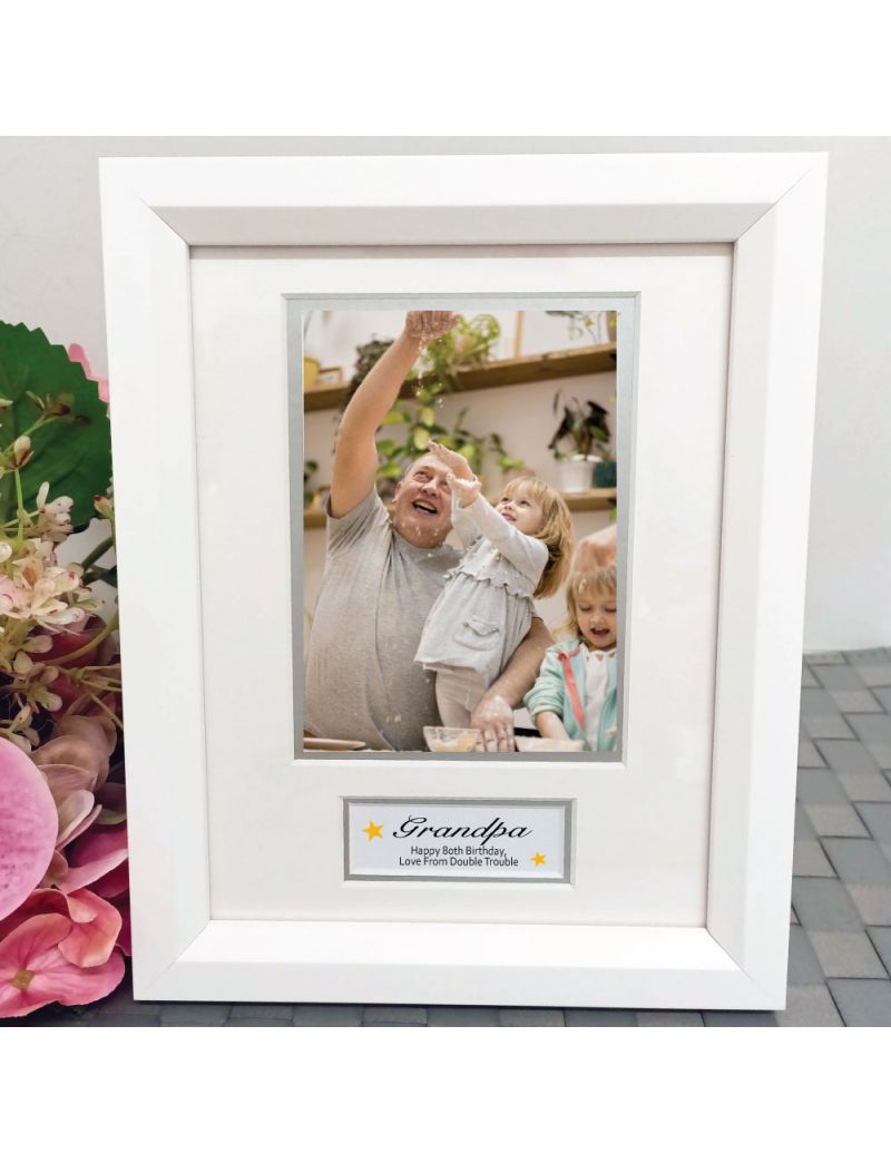 Grandpa Photo Frame White Wood 4x6 Photo