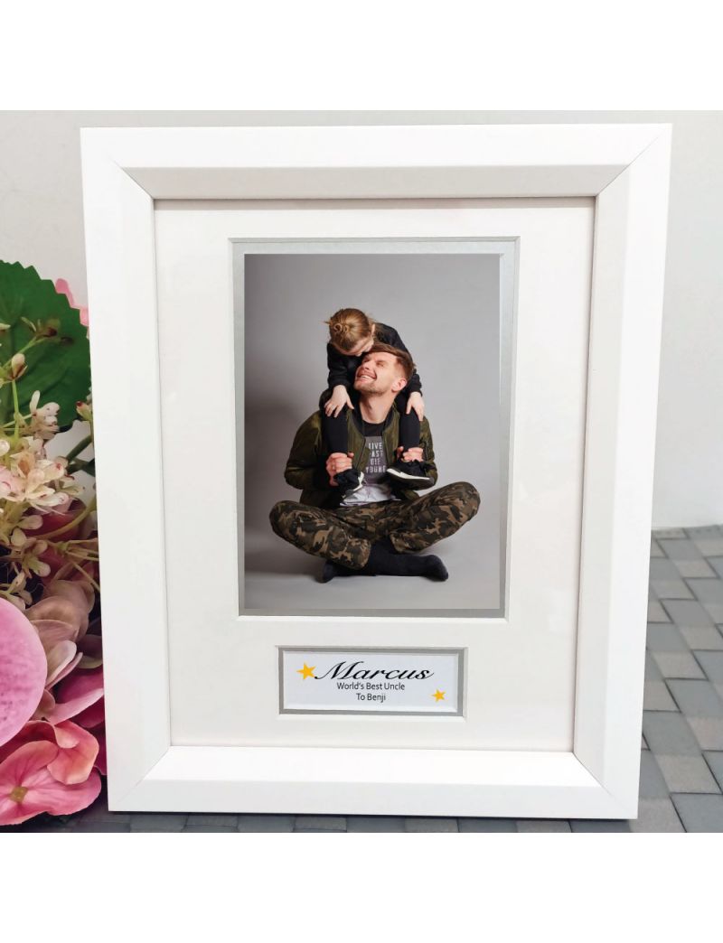 Uncle Photo Frame White Wood 4x6 Photo