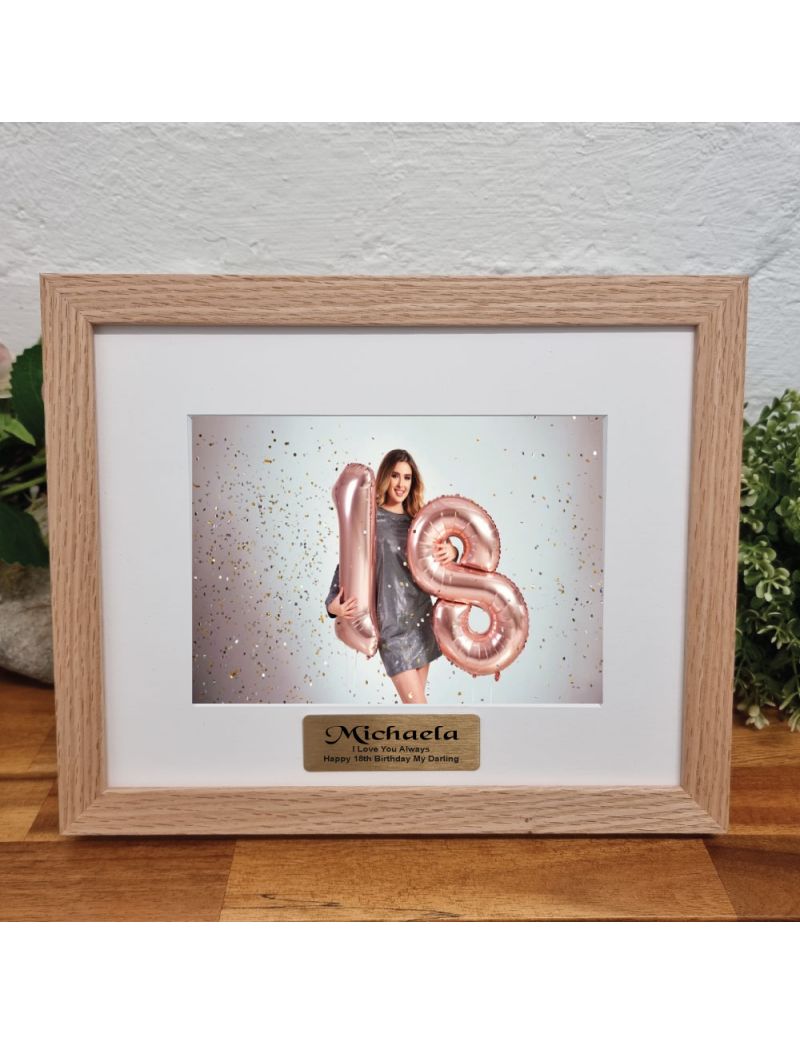 18th Birthday Photo Frame Victorian Natural Wood