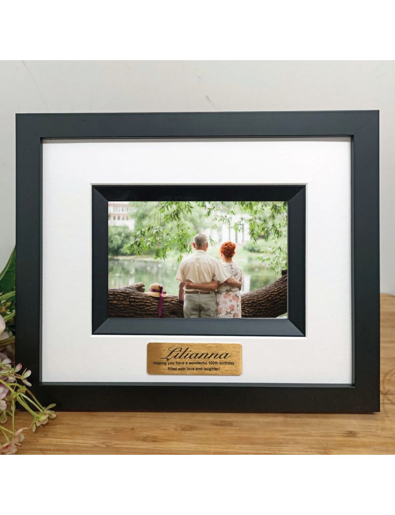 100th Birthday Personalised Photo Frame Silhouette Black 4x6 