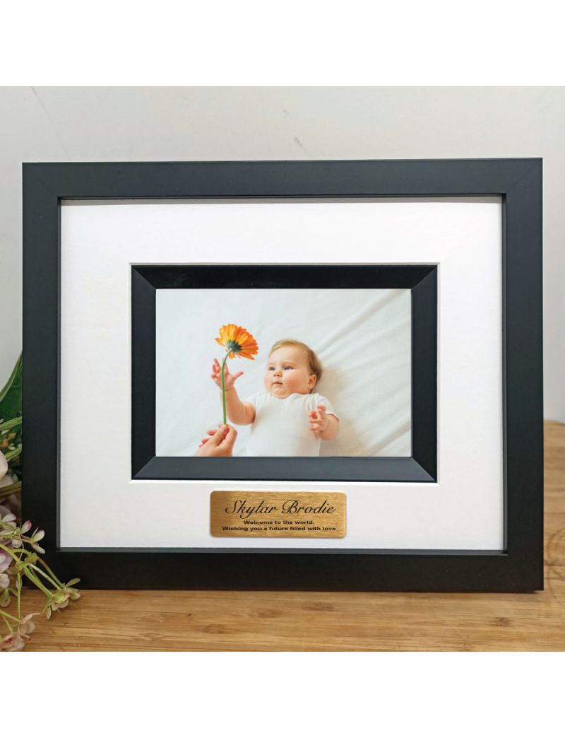 Baby Personalised Photo Frame Silhouette Black 4x6 