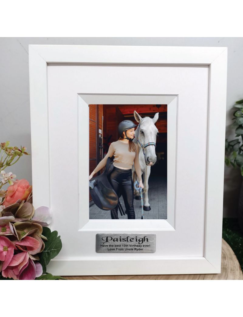 13th  Birthday Personalised Photo Frame Silhouette White 4x6 
