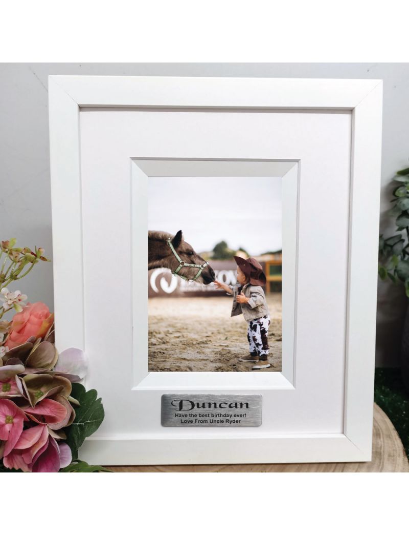 1st Birthday Personalised Photo Frame Silhouette White 4x6 