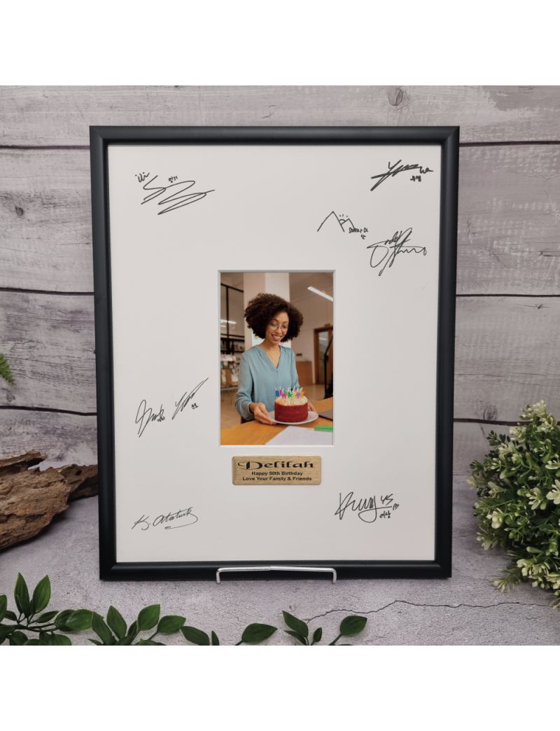 50th Birthday Black Signature Frame 4x6 Photo