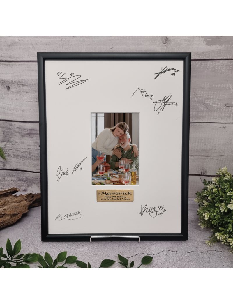 80th Birthday Black Signature Frame 4x6 Photo