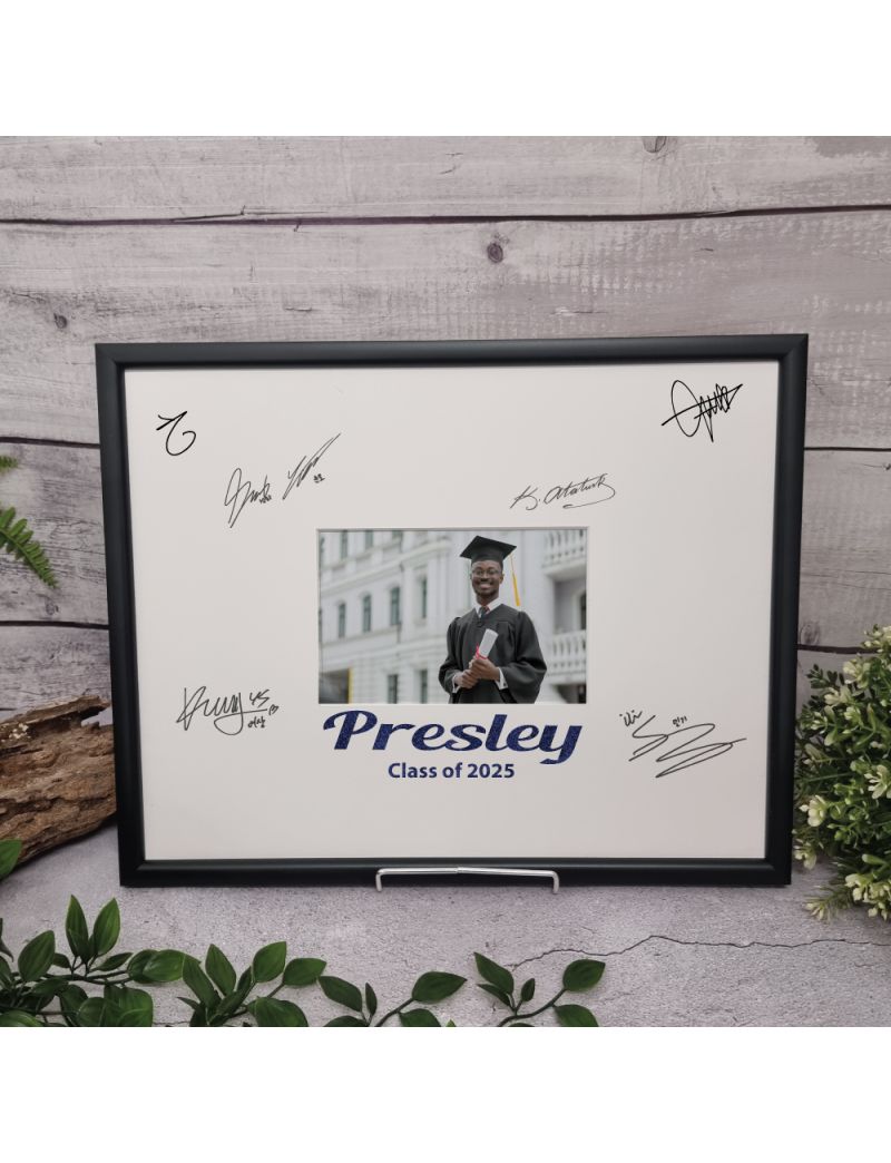 Graduation Signature Frame Black Glitter 4x6 Photo