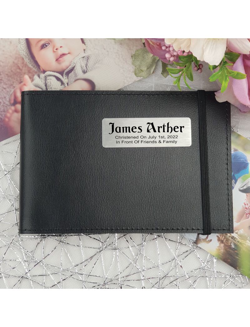 Personalised Christening Brag Photo Album - Black