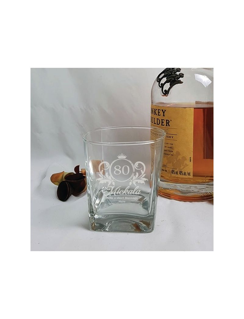 80th Birthday Engraved Personalised Scotch Spirit Glass (F)