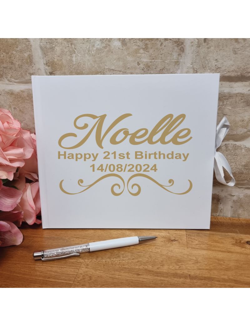Personalised 21st Birthday Guest Book & Pen