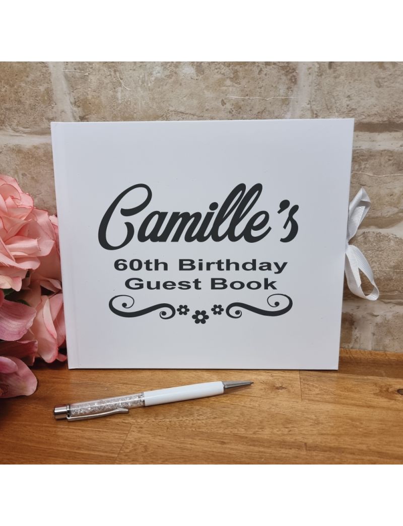 Personalised 60th Birthday Guest Book & Pen