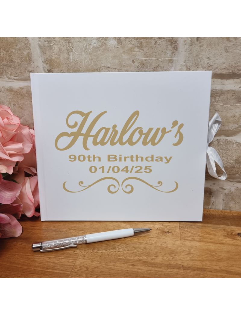 Personalised 90th Birthday Guest Book & Pen