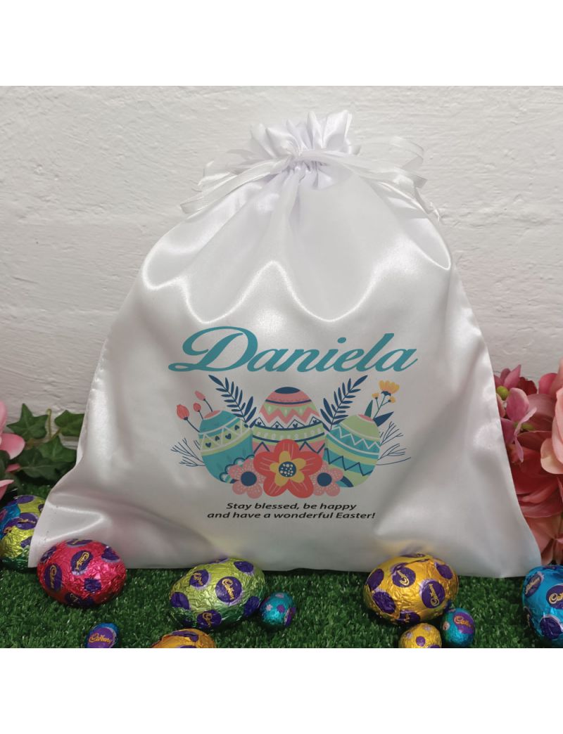 Personalised Easter Sack Hunt Bag 35cm  - Floral