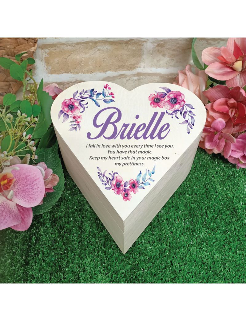 Birthday Wooden Heart Gift Box - Watercolour Floral