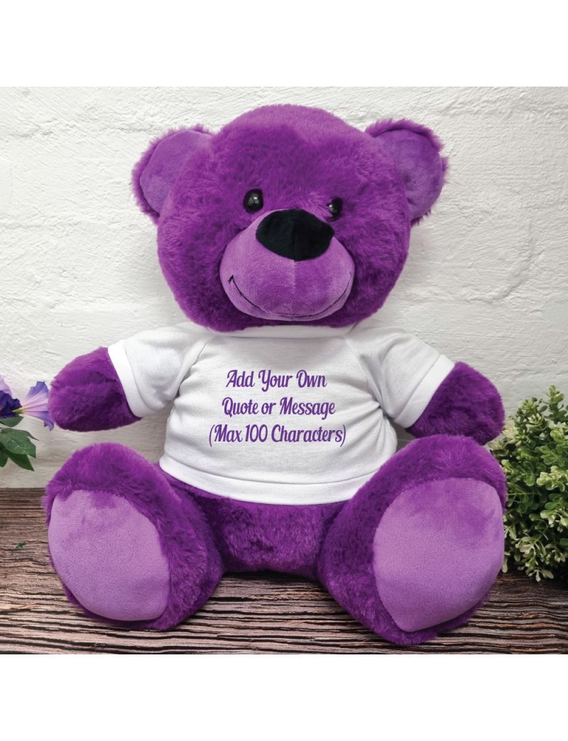 Custom Text Message Bear Purple 40cm