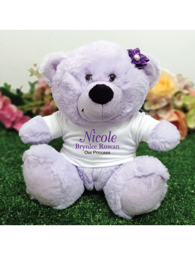 Newborn Personalised Teddy Bear Lavender