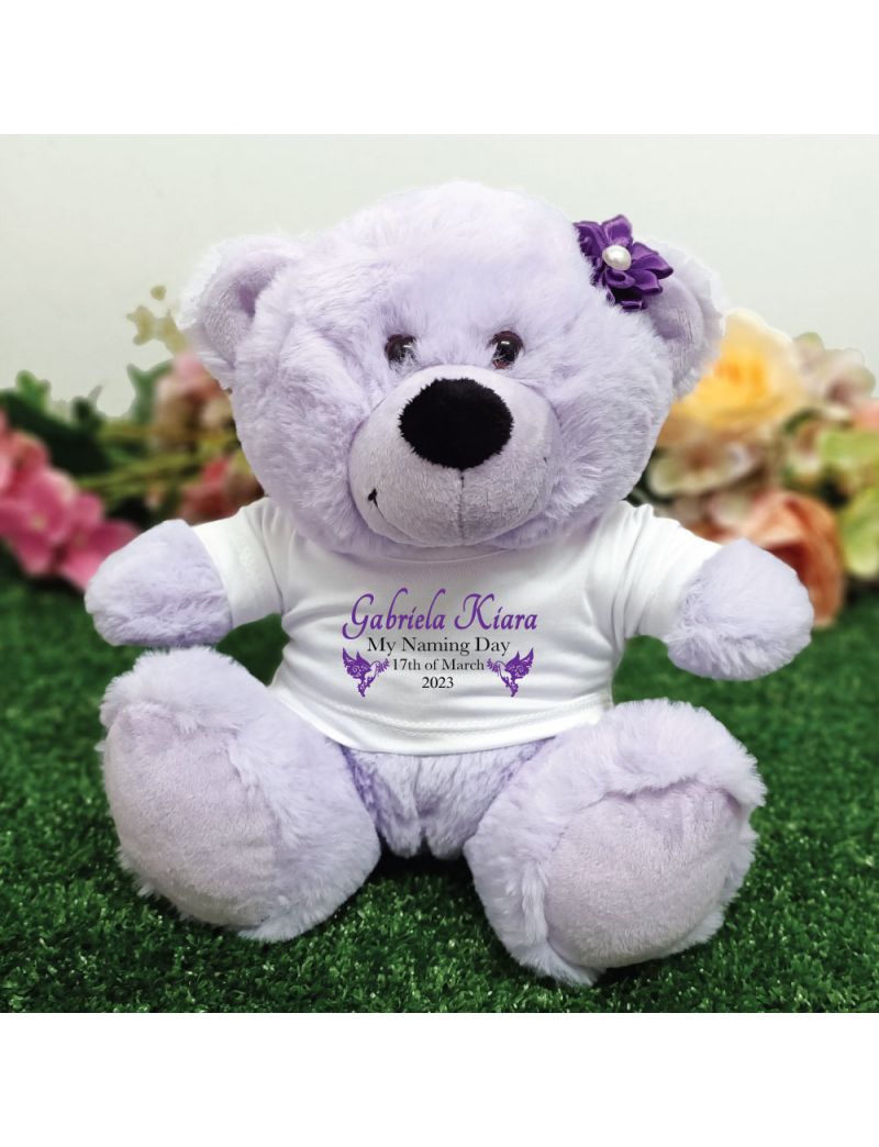 Personalised Naming Day Bear Gift - Lavender