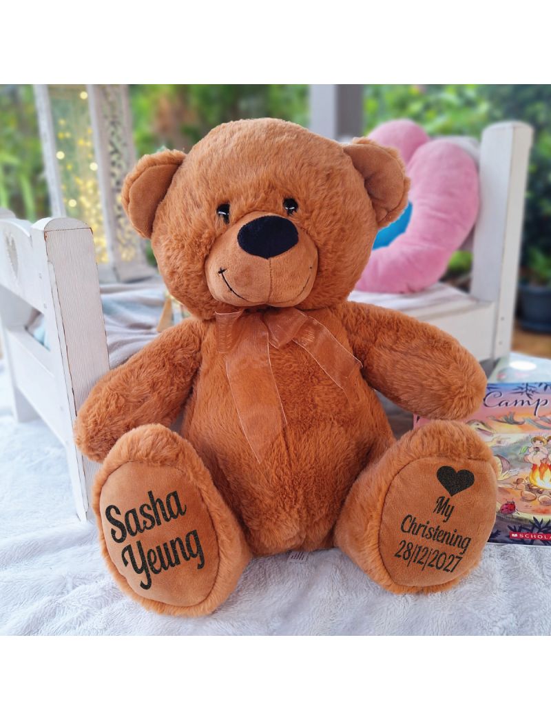 Christening Personalised Teddy Bear 40cm Brown