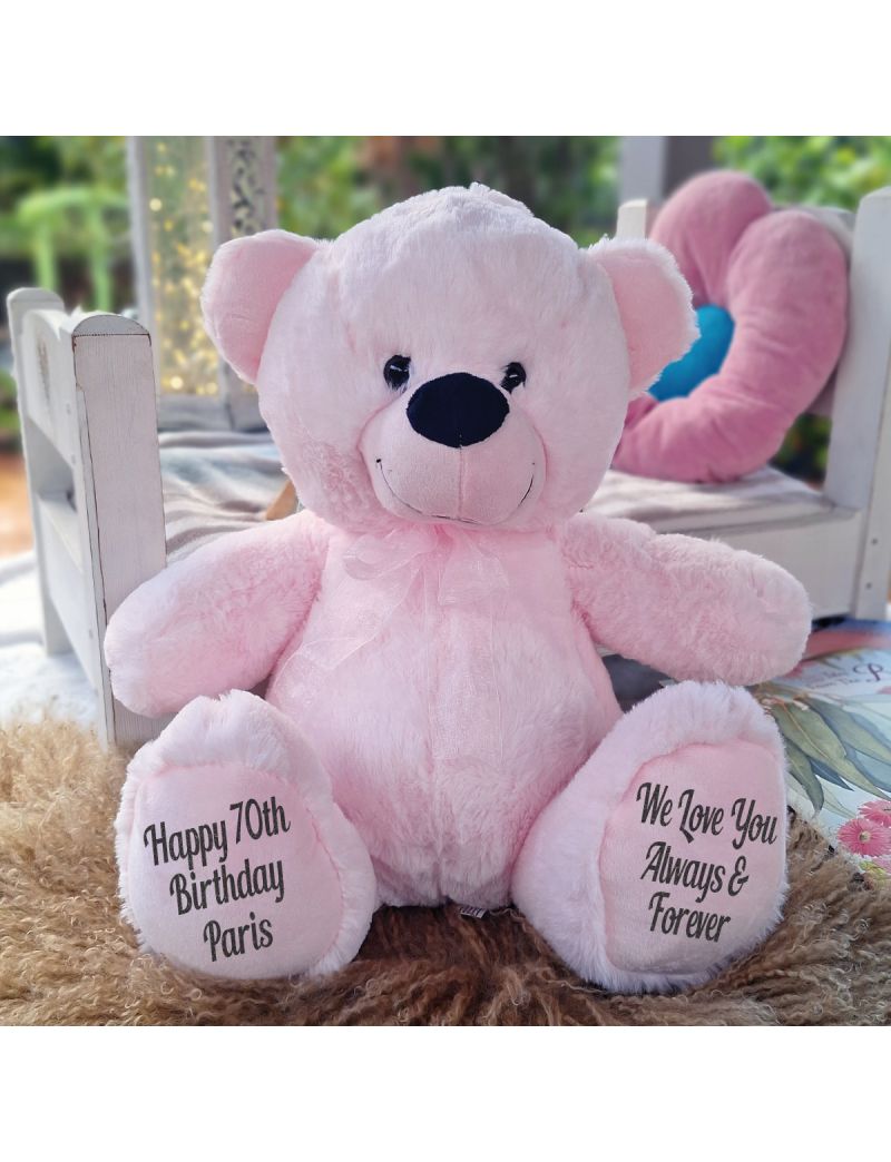 70th Birthday Teddy Bear 40cm Plush Light Pink