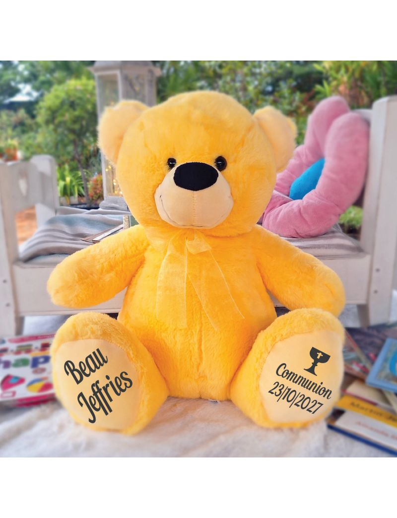 Communion Personalised Teddy Bear 40cm Yellow
