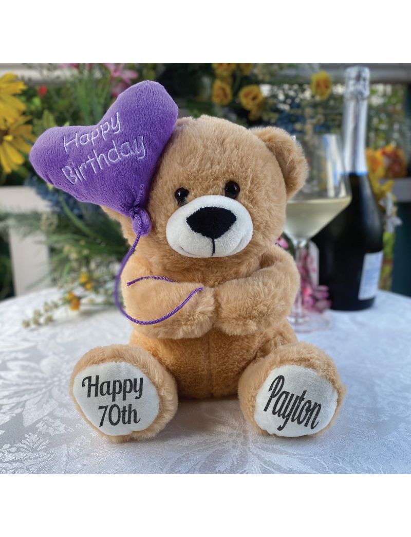 Happy 70th Birthday Bear with Balloon