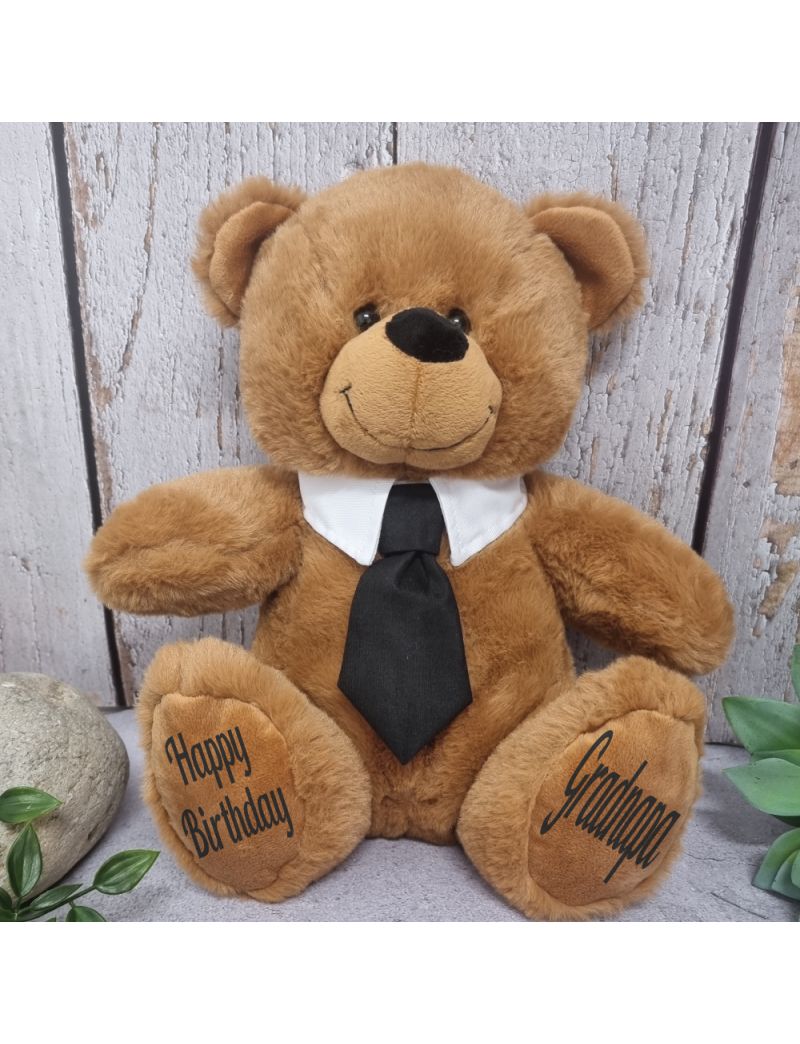Brown Grandpa Bear with Black Tie 30cm