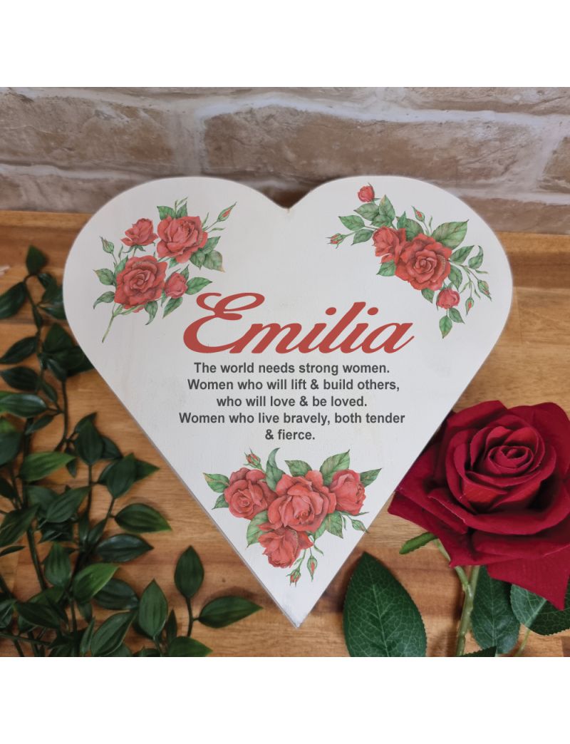 Personalised Wooden Heart Gift Box Red Rose