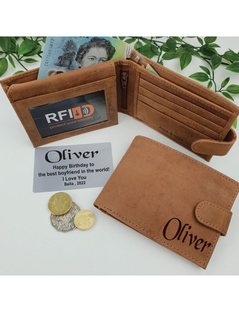 Birthday Cow Hide Mens Leather Wallet