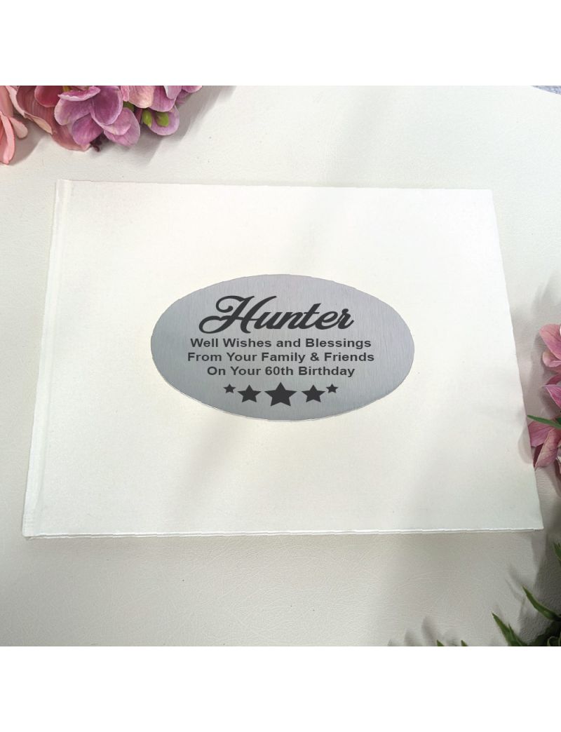 60th Birthday Guest Book A4 Cream