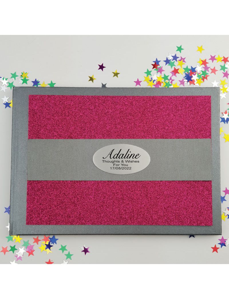 Personalised Glitter Guest Book- Pink 