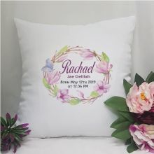 Personalised Birth Details Cushion Cover Floral