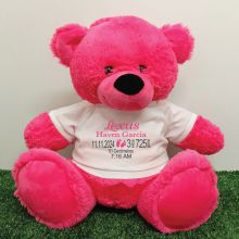 Personalised Newborn Bear 40cm Hot Pink Plush