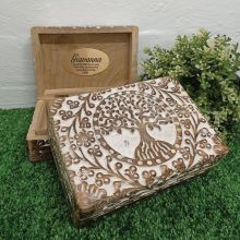 1st Communion Tree Of Life Boho Carved Wooden Box