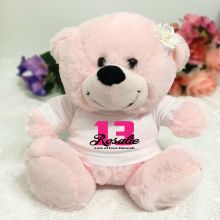 13th Birthday Personalised Teddy Bear Light Pink Plush