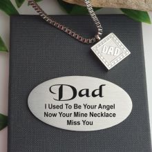 DAD Memorial Urn Cremation Ash Necklace in Personalised Box