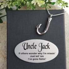 Fishing Hook Cremation Ash Urn Necklace in Personalised Box