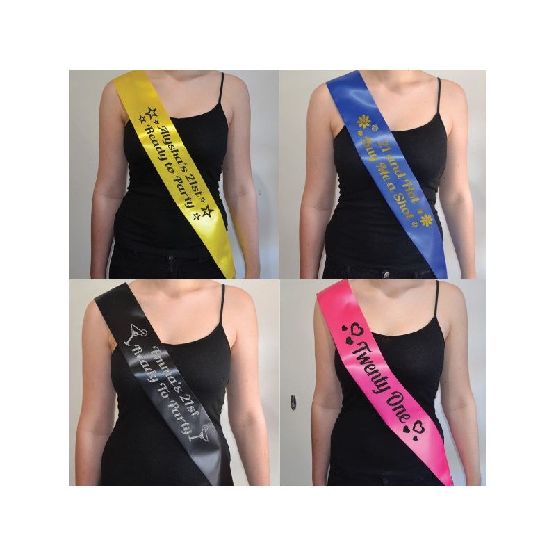 21st Birthday Personalised Custom Sash 10 Colours